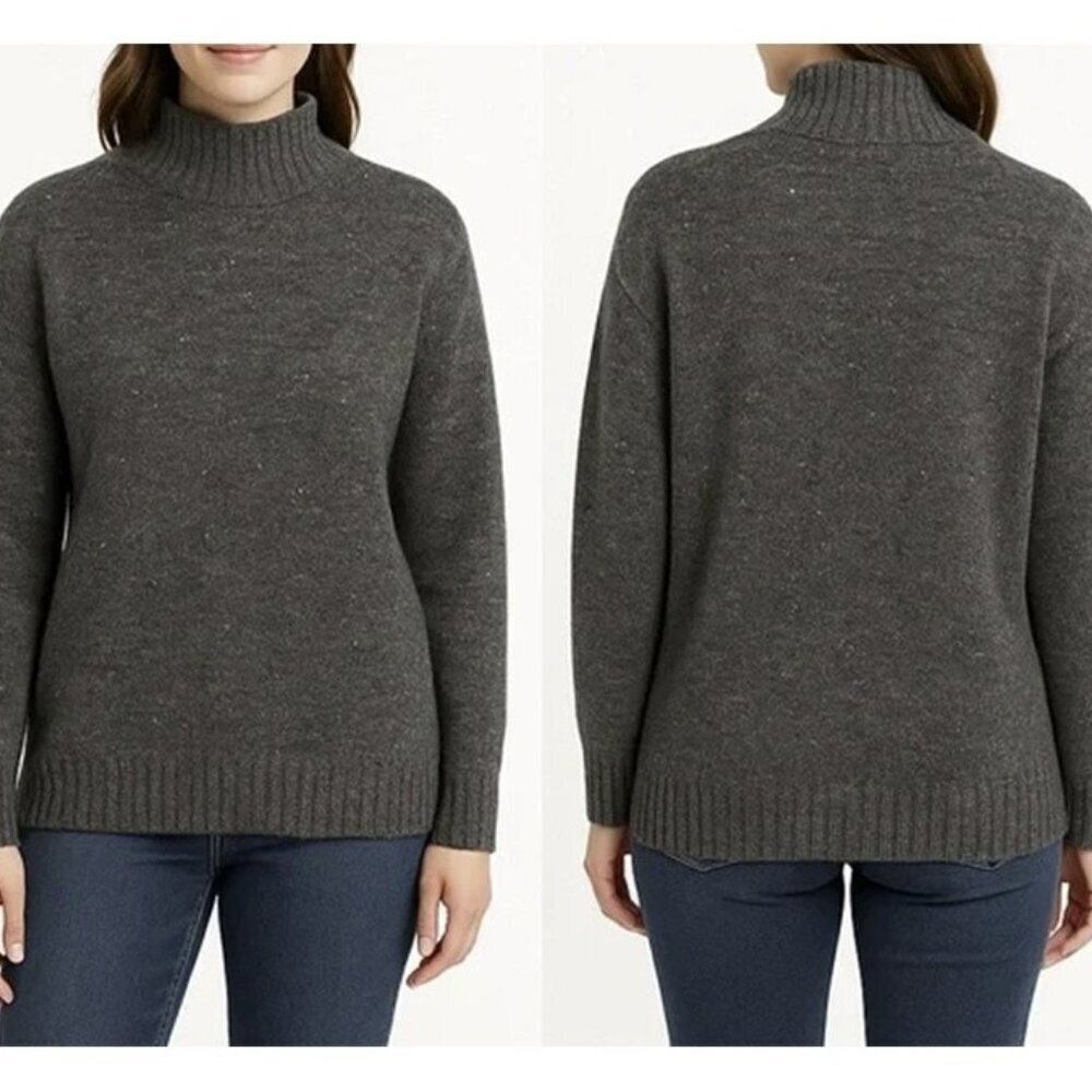 Well Worn New Mock Neck Knit Nep Yarn Sweater Gray Large